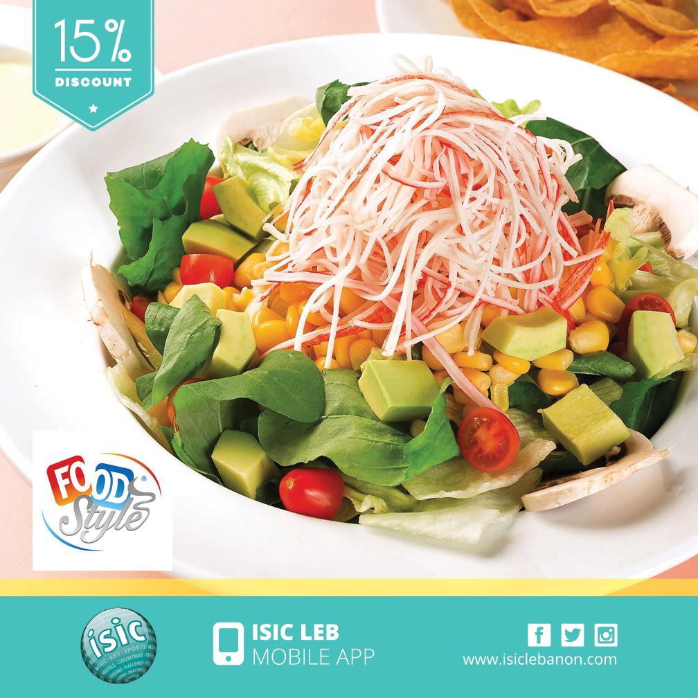 ISICLebanon's tweet photo. Food in style only @ Food Style​ with a 15% discount on the dine-in total bill! Not available in Tripoli and palms http://t.co/m0a760nate