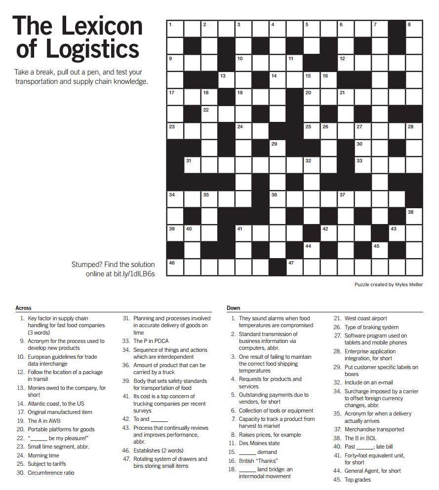 Test your #transportation and #supplychain knowledge with this crossword pu...