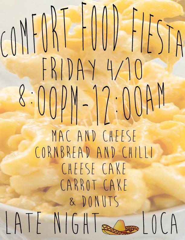 Mosey on over to LoCa tonight 8-12am for some comfort..... food 🍴🍩🍰