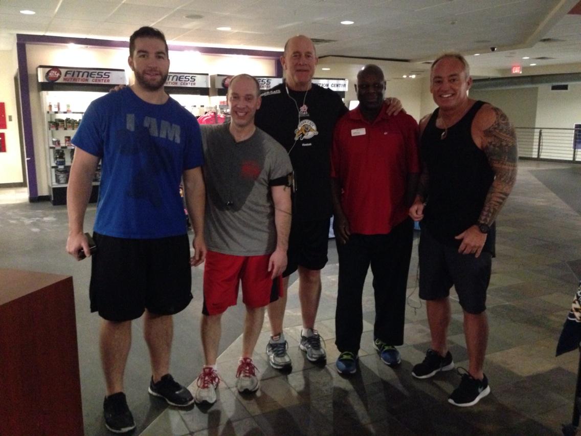 EARLY AM TOOK THE BOYS TO 24 HOUR FITNESS AND A MORNING WORKOUT W MY BUDDY CURTIS..TICATS SHARING THE ALOHA IN TEJAS!