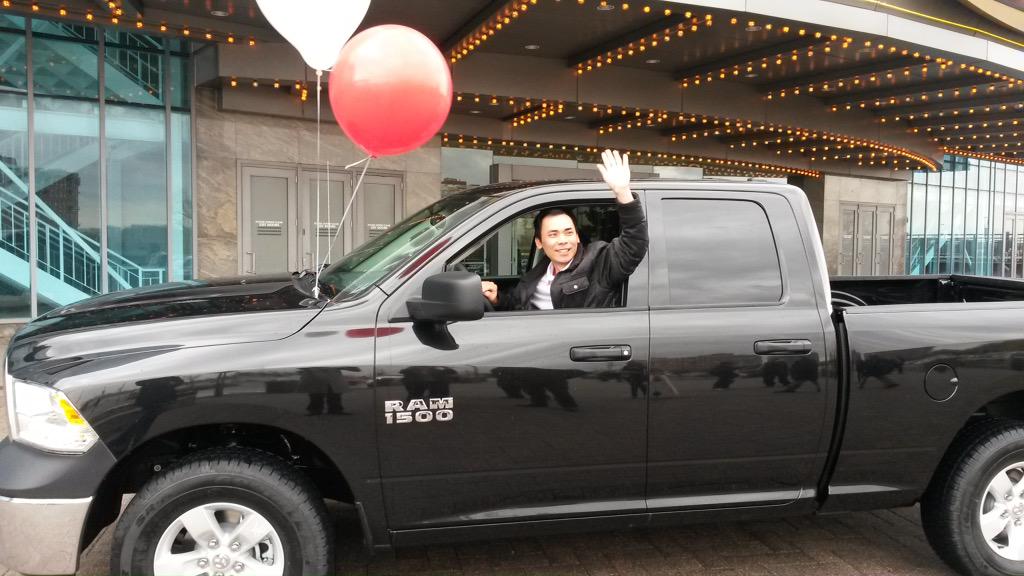 WEGZStadiumBar's tweet photo. MT @BetatChampions: Congrats to Xueming Cen from the Select Winners Lounge location for winning the #ram1500! http://t.co/d2Zc3iA0xI