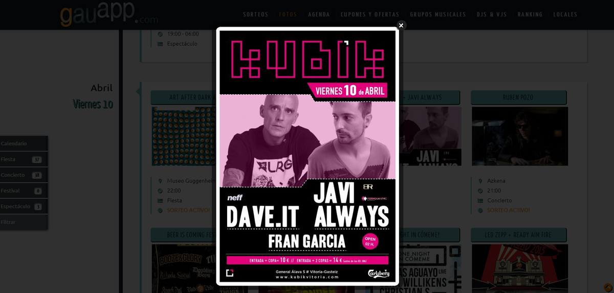 gauapp's tweet photo. Hoy arde #gasteiz! En @KubikVitoria visita de renombre! #DaveIt (DJ Buenri) #JaviAlways y @frandjgarcia ! http://t.co/UvmxVWr8cY