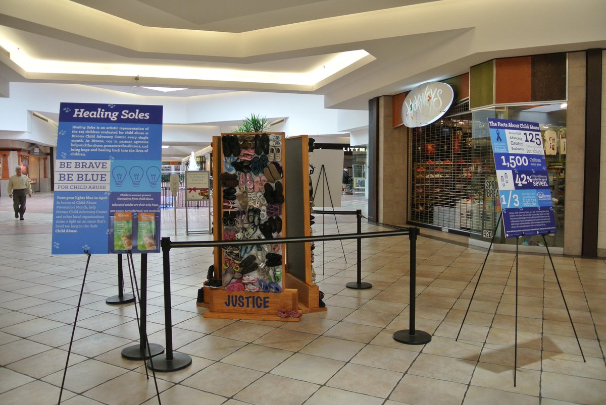 BivonaCAC's tweet photo. Healing Soles display exhibit is at @MallMarketplace from April 10- April 13! #BeBraveForKids #BeBraveBeBlue #ROC http://t.co/QbBF9VeMf2