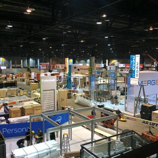 DefinedExhibits's tweet photo. Setup is underway for #HIMMS2015! The Annual Conference &amp; Exhibition will run Apr.12-16th. Who's excited?!? @HIMSS http://t.co/suosmGxnPl