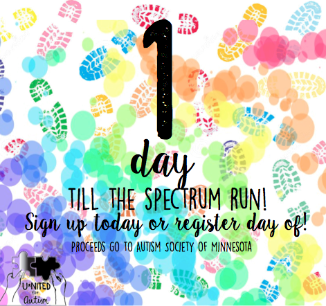 United4Autism's tweet photo. 1 DAY TILL THE 5K! http://t.co/F5GrywmZa2