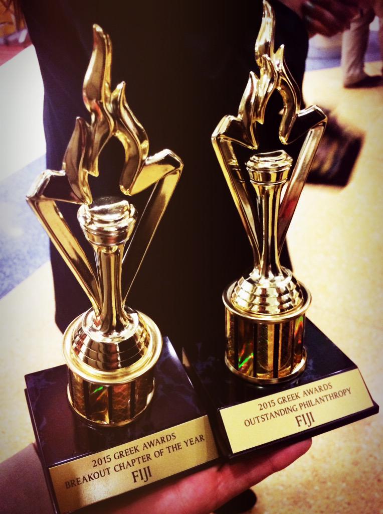 FIJI_PI_Chapter's tweet photo. We are excited that we received the Outstanding Philanthropy Award and Breakout Chapter of  the Year! http://t.co/bY8DUq8Sqi