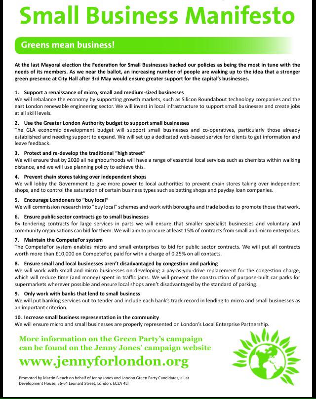 Greens4Business's tweet photo. Federation of Small Business rated #Green Policy most in tune with its members last #LDNmayor elections #Greens4biz http://t.co/ufYQTjTOQY