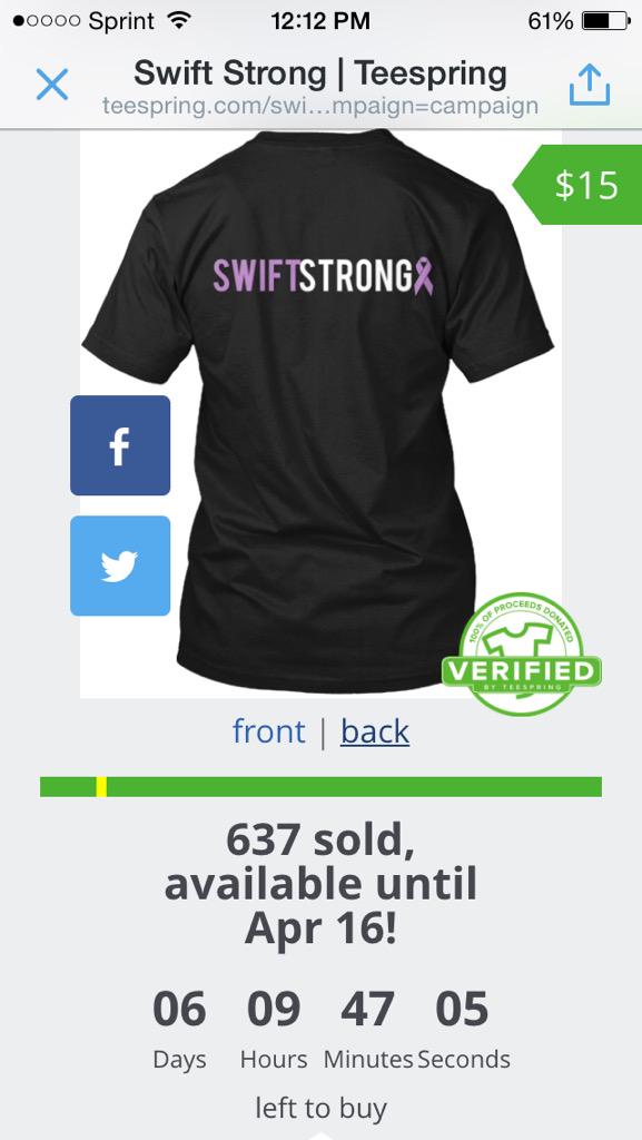 swiftiemeester's tweet image. This is awesome it has been one day &amp;amp; it&apos;s sold 637 shirts! We aren&apos;t just fans, we&apos;re family!💜 #PrayersForMamaSwift