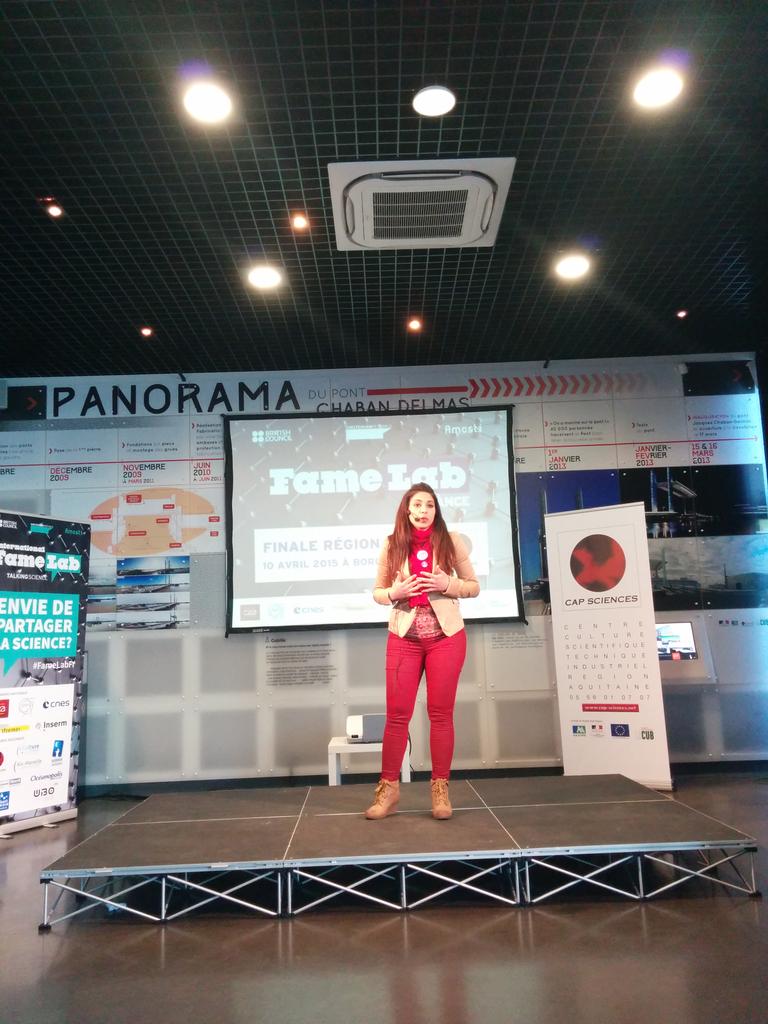 capsciences's tweet photo. Dernière candidate du #FameLabFr a @capsciences Joyce bou sleiman: "vos rayonnements térahertz révèlent vos dessous!" http://t.co/bvKWARaJU2