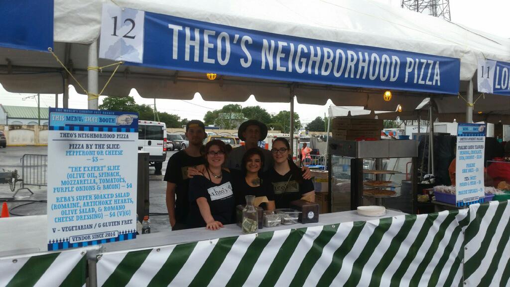 TheosPizzaNOLA's tweet photo. The rain has stopped and the slices are on again! http://t.co/dlO2eUhApc