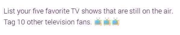 Tagged by @DarlingMsLynn 
1)Doctor Who
2)Agents of Shield
......It's awkward because all of mine got cancelled😪