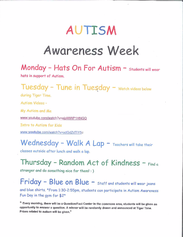 SwainsboroMS's tweet photo. SMS will celebrate Autism Awareness with scheduled activities everyday next week. http://t.co/9H3qFFevt3