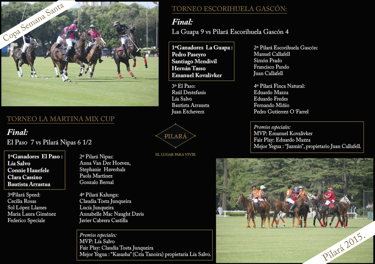 Aquí los resultados de la Copa Semana Santa Pilará 2015 ¡Felicitaciones!