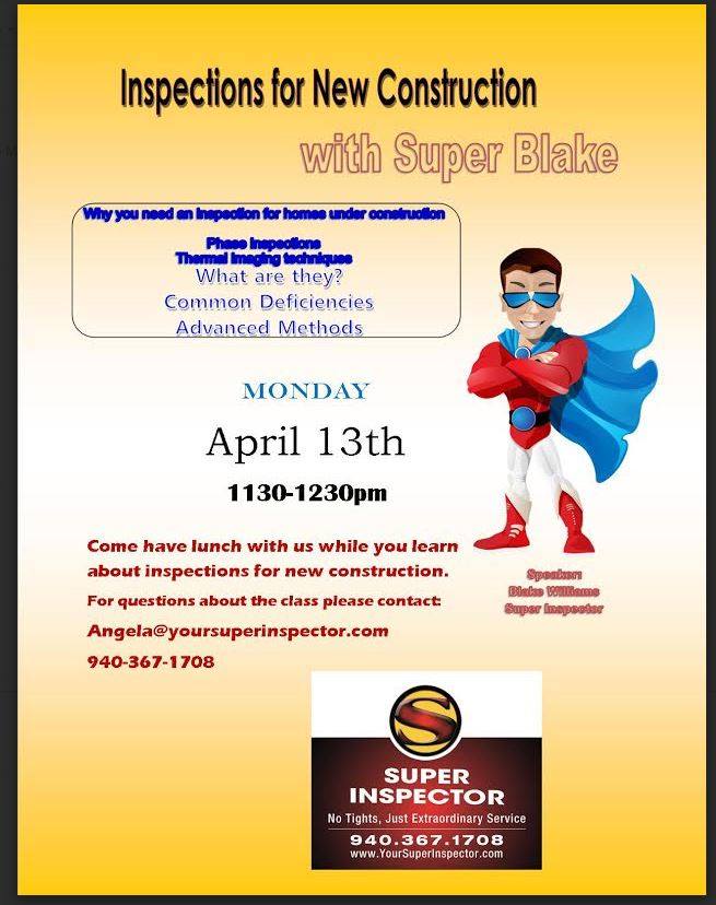 KWDFWPreferred's tweet photo. Lunch &amp; Learn Monday, April 13 from 11:30 am- 12:30 pm with Super Inspector. http://t.co/aNGl3k7j5u