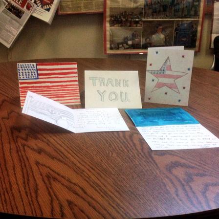 PrincipalMullen's tweet photo. Student letters to Wounded Warriors. http://t.co/0sDyGCdmYH