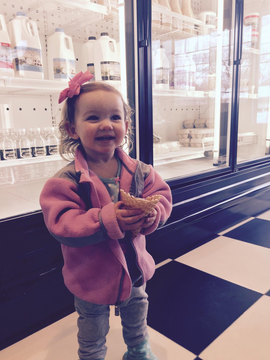 In a few weeks, this little one won't need her jacket when she enjoys #ArethusaIceCream!! #FridayPhoto