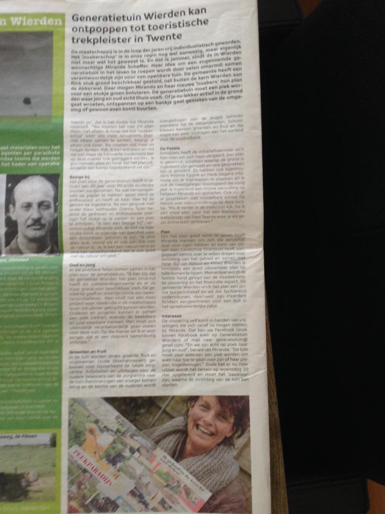 Byme39's tweet photo. Trots op artikel in de Wiezer deze week. Generatietuin Wierden http://t.co/OC8BP1H5qD