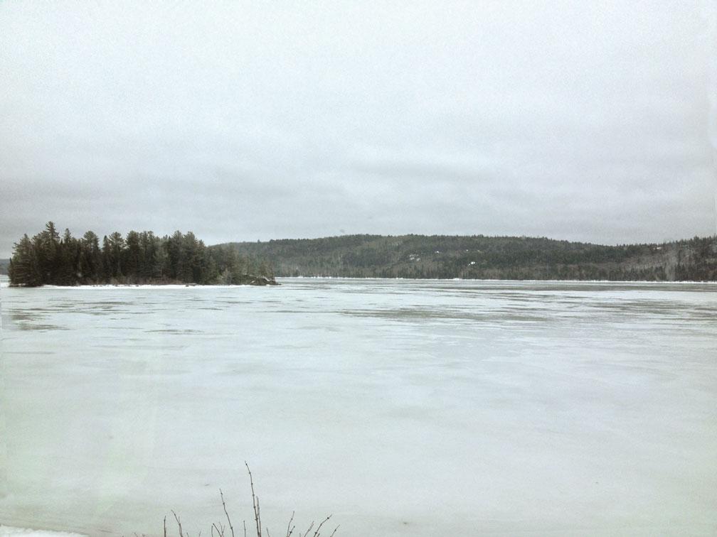 Lake of Two Rivers in <a href="/Algonquin_PP/">Algonquin Provincial Park</a> today, "rain rain make the ice go away"  #IceOut2015 #Spring2015 #AlgonquinPark