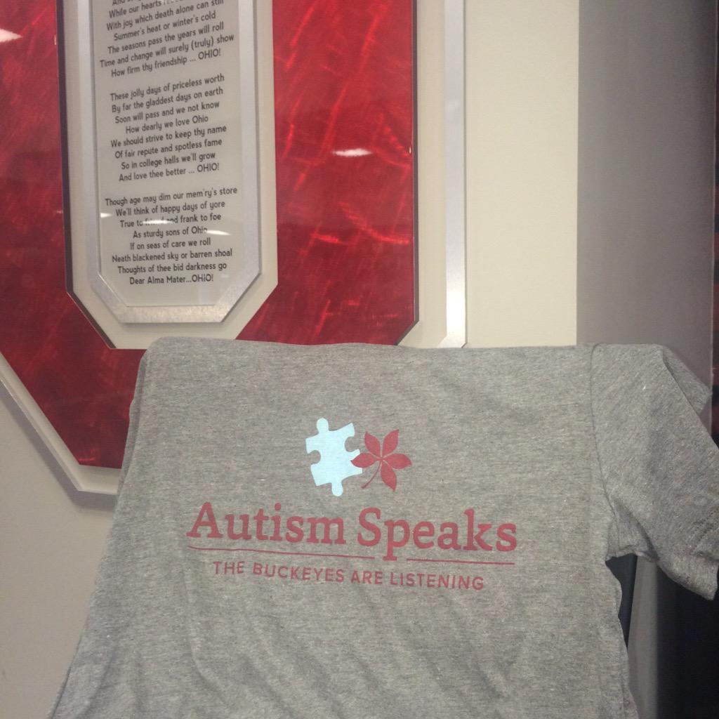 autismspeaksOSU's tweet photo. Get one of these shirts tomorrow at our event Autism Speaks: The Buckeyes are Listening! http://t.co/jP3cpyZNpP