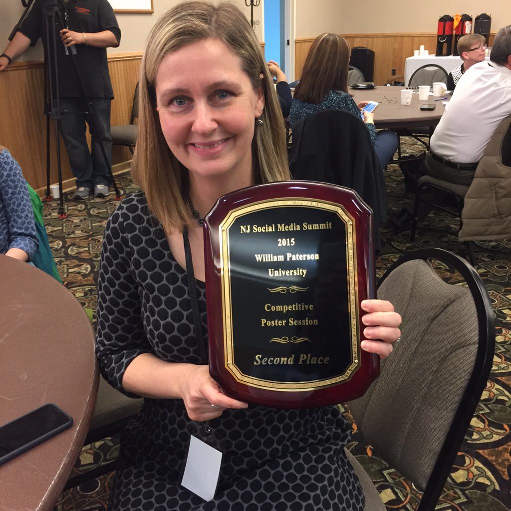 NJSocialSummit's tweet photo. Congratulations to @gibni for winning 2nd place in the #NJSMS15 Competitive Poster Session! http://t.co/4DgvEzi1Q0