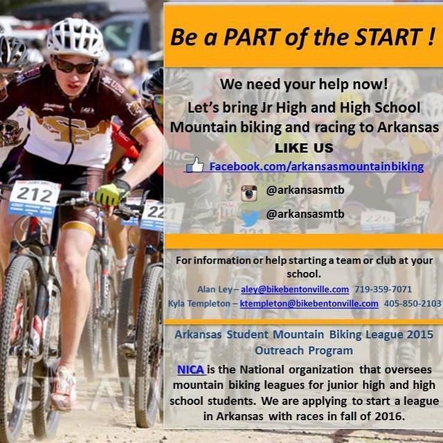 Follow us and help bring student mountain biking to Arkansas! #mtb #arkansas #singletrack ift.tt/1CB2V1S