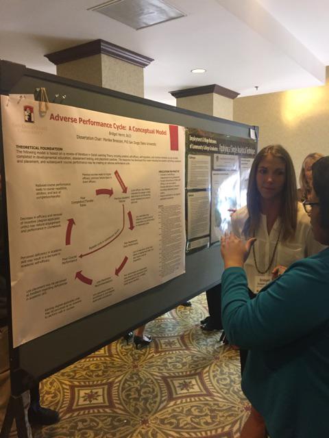 Fharris3's tweet photo. @SDSU_CCLead alum Dr. @BridgetHerrin presenting her poster on CC students self-efficacy #cscc2015 http://t.co/F6j6AN0cdl