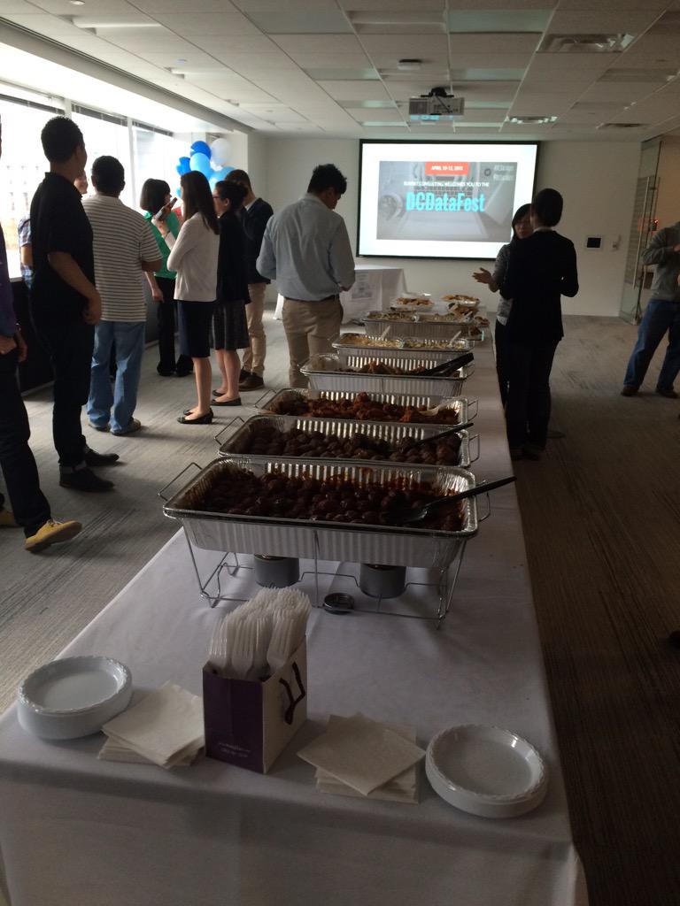 DCDataFest's tweet image. Everyone is enjoying the delicious food and getting to know each other at the welcome reception! #DCDataFest