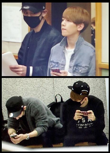 cbkingdom's tweet photo. CHANBAEK's concerned about what the other is doing 😙😙 (cr.恋唇癖) http://t.co/kb3JJ0yAZZ