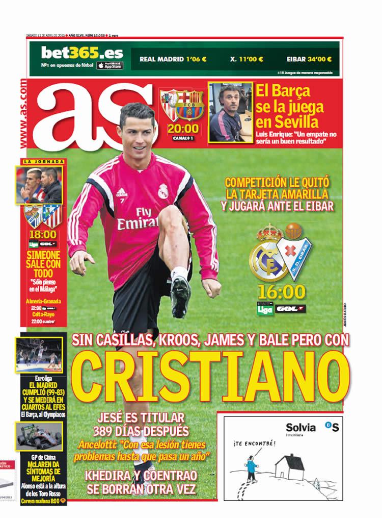 diarioas's tweet photo. Buenos días. Esta es la portada del sábado http://t.co/t4WGyTB0k2 http://t.co/RzBJEYzq75