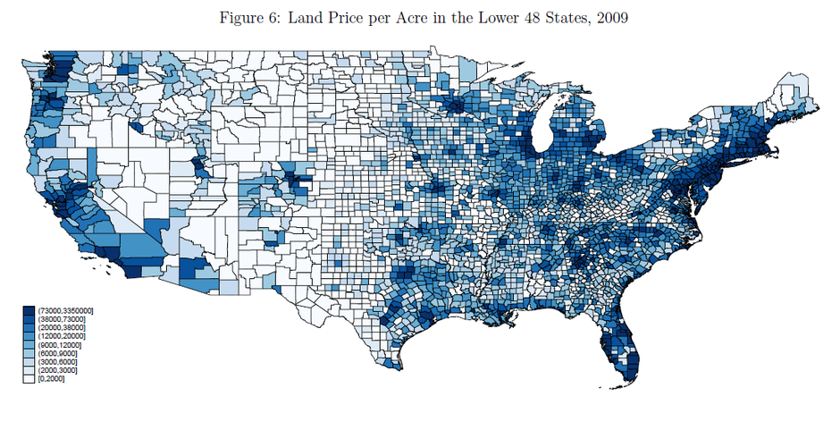 CityLab's tweet photo. The geography of U.S. land values http://t.co/7Rl5ND8UJ6 http://t.co/ULvVVB8IC4