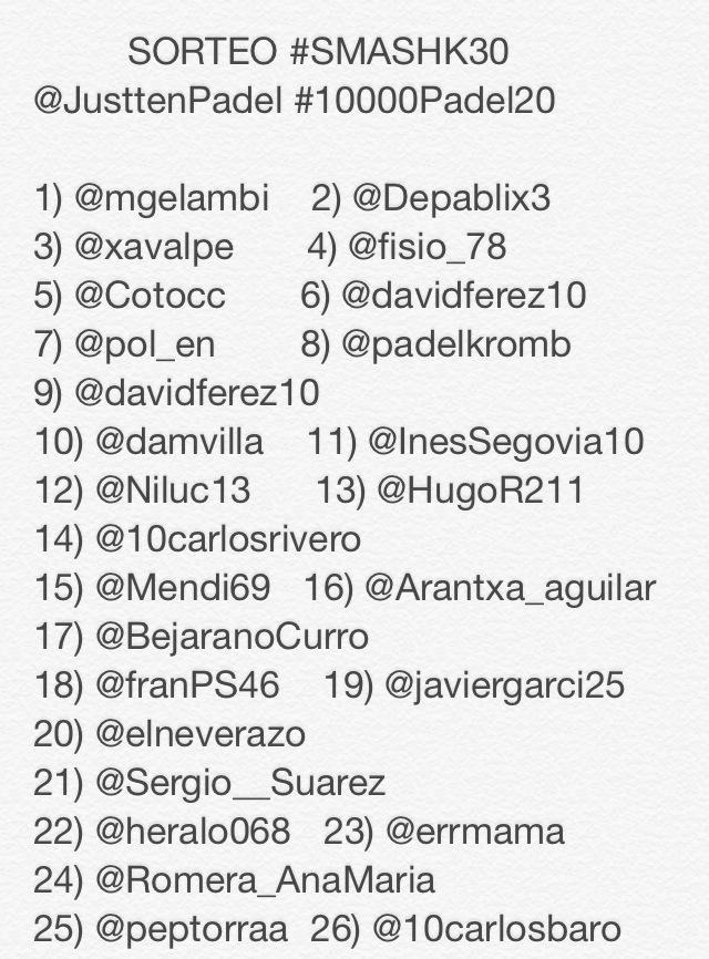 padel20's tweet photo. Son las 11h !! Estos son los/as candidatos/as a ganar la pala #SMASHK30 de @Justtenpadel y #10000Padel20 #tictac http://t.co/HPi6Wo4nAJ