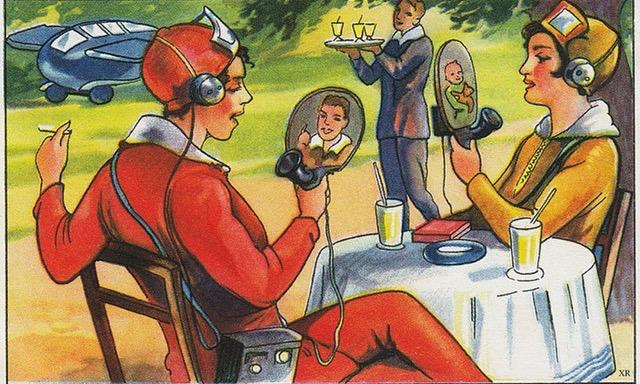 DapperHistorian's tweet image. A terrifyingly accurate 1930 drawing of what life in the future would be like...