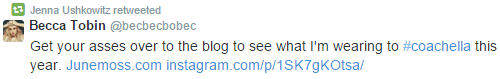 JUshkowitzNews's tweet photo. Jenna retweeted Becca Tobin [Links: http://t.co/IriMyC9eMQ | https://t.co/eMGRMd3XZg] http://t.co/y5L0A5ouWC