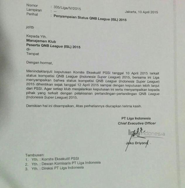 Mulai besok <a href="/QNBLeague/">QNB League</a> di liburkan sampai waktu yg menyatukan kita kembali, waktunya <a href="/revolupssi/">REVOLUSI PSSI</a> bersuara 😂