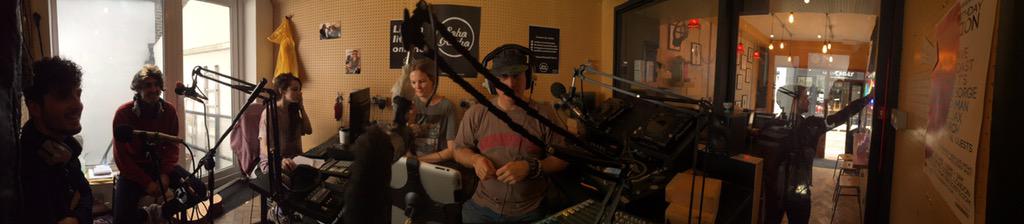 TheQuotesBand's tweet photo. It's all getting a bit panoramic in here... @sohoradio @tonymoore1 @BlairDunlop @jessesmith202 @ashby525 http://t.co/aOFe9opQs3