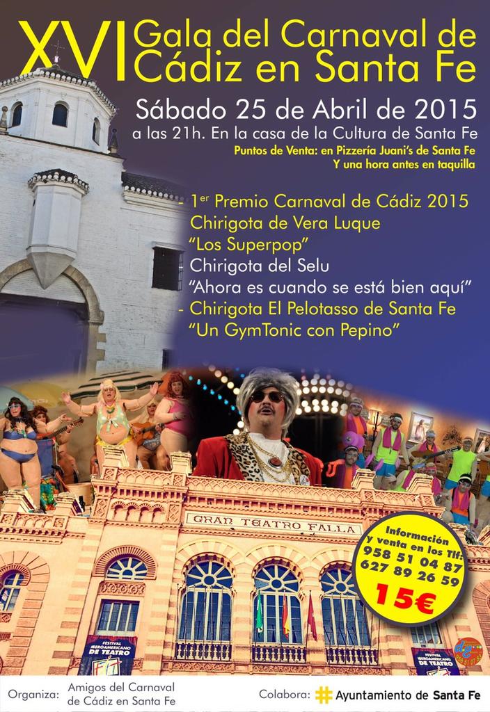 chirigotavera's tweet photo. En dos semanas...Santa Fe nos espera! Locos por estar allí con @ElPelotassoSNTF y @elseludecadi. Vamos!!! http://t.co/YhmamF6SBW