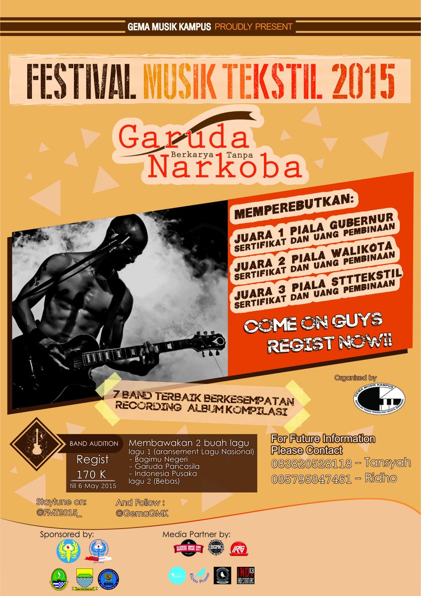 FMT2015_'s tweet image. GMK present: "FMT 2015" on June 2015 | Open Audition for band IDR 170 K | Cp: 085795847461 Ridho