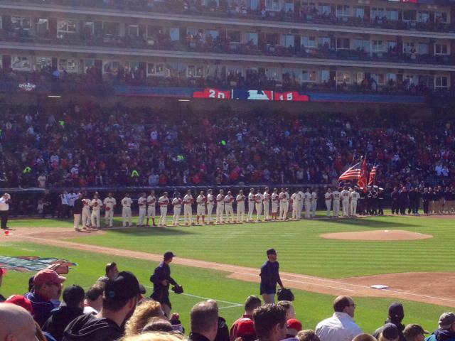 FCilona's tweet image. @Indians Tip of the hat to Tribe players, coaches and organization waiting for flags to clear the field.  #respect