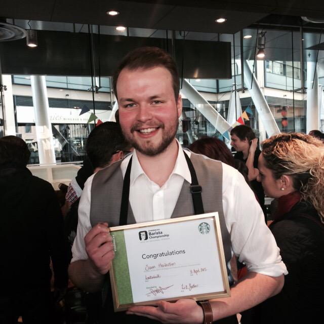 DavidArgent1's tweet photo. We have a winner , it's Sam, our store manager from Leadenhall, amazing day, amazing partners #baristachampionship http://t.co/StNhs39xA5