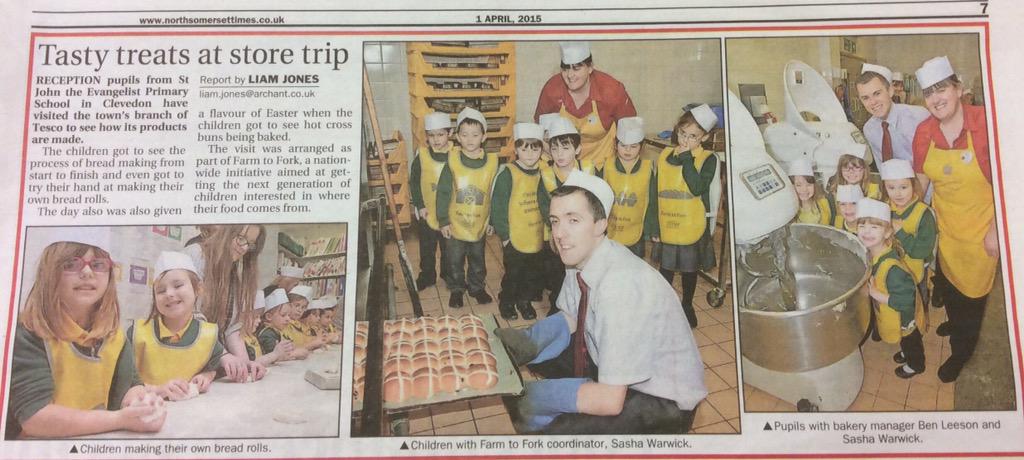 Tesco Clevedon in the newspaper for its Farm to Fork sessions with the local schools