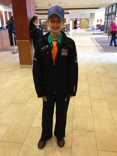 jayandbeth2's tweet photo. My girl ready for game 3 at OWHA championships in Toronto. Go Hawks Go!! http://t.co/22Be9XF9qF
