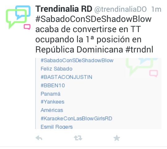 BlowGirlsRD's tweet photo. Ya somos TT #SabadoConSDeShadowBlow 😍😍🙌🙌👏👏👏👊 #FSBControla @01shadowblow http://t.co/OL54d5pjsN
