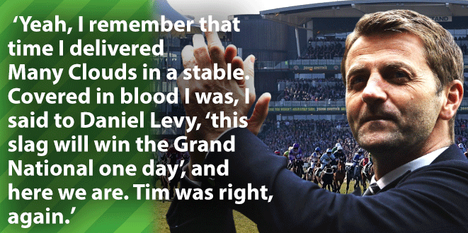 paddypower's tweet image. Tim Sherwood can do no wrong at the moment...#GrandNational #ManyClouds