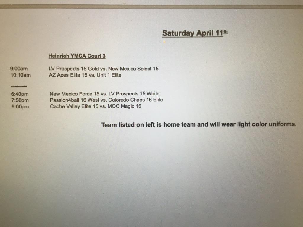 PangosSpec's tweet image. Today's pool schedule (cont) #16u #15u #PangosSpringSpectacular #pangosspec @PangosSpec (ALL teams on left = home)