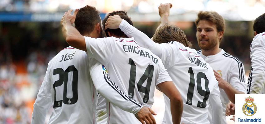 realmadriden's tweet photo. FINAL: Real Madrid 3-0 Eibar (Cristiano Ronaldo, 21’; Chicharito, 31’; Jesé. 83’) #RealMadridvsEIB #RMLive http://t.co/WJOc6WVdiP