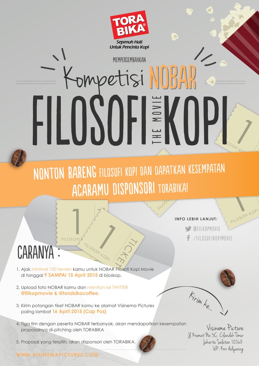 Yang mau nonton @filkopmovie jgn langsung di buang ya tiketnya. Ada kesempatan buat km utk di sponsorin acaranya