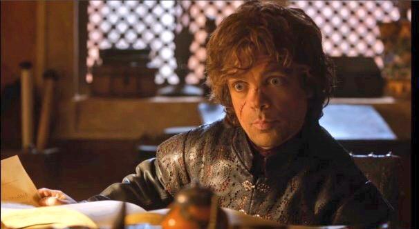 GoT_Tyrion's tweet photo. Staring at my TV waiting for Game of Thrones Season 5 to start like http://t.co/0WVfKZTtLb