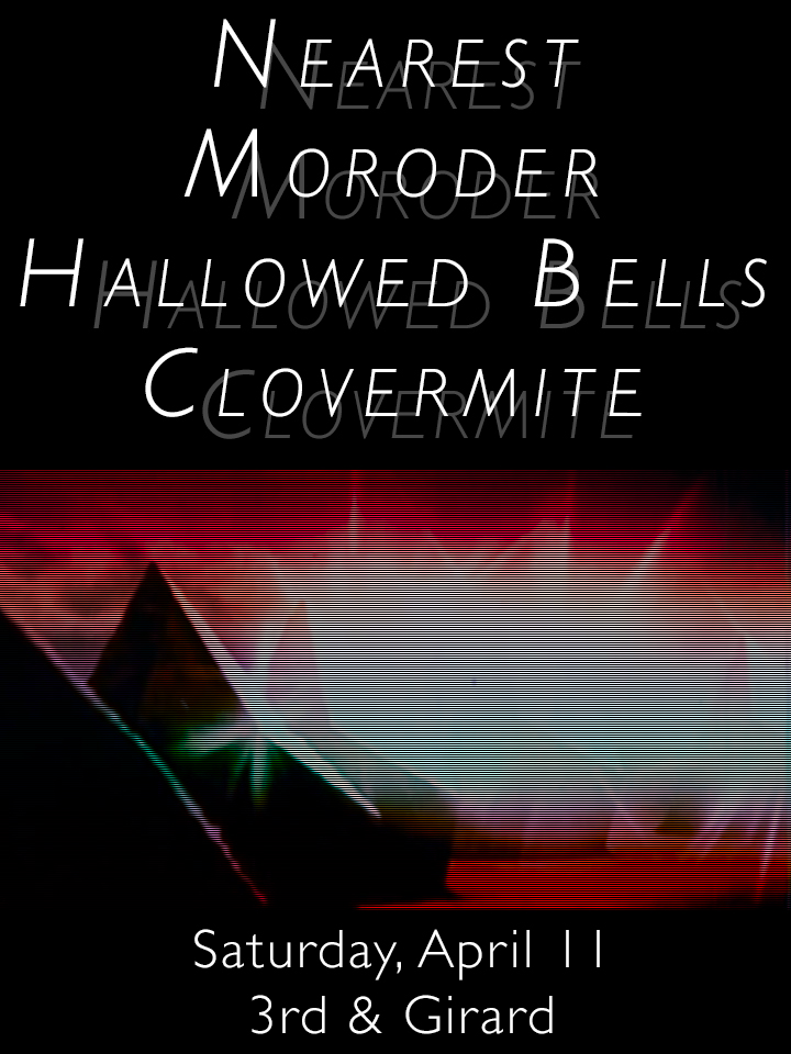 3rdnGirard's tweet photo. Tonight at 8! Nearest (Synth Wave) Moroder (Dark Minimal) Hallowed Bells (Ambient-Pop) Clovermite (Experimental) http://t.co/M34wjNQ6xN