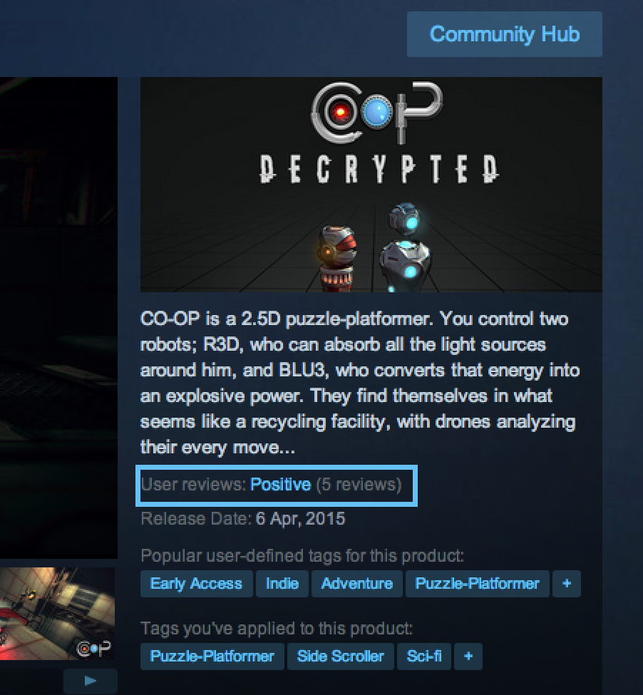 pixelz_games's tweet photo. We see BLU3 on #Steam reviews! You got it? #coopdecrypted #screenshotsaturday http://t.co/zOc4BvNrwR