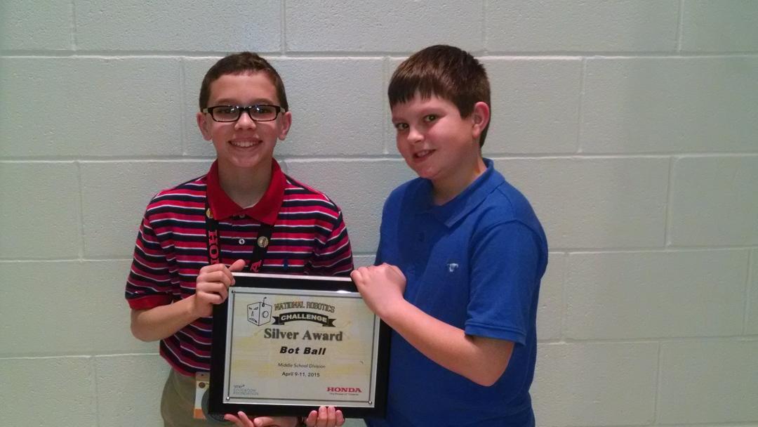 Streetsboro_MS's tweet photo. Connor Donahue &amp; Richie Day, 5th grade, take Silver in Bot Ball for Streetsboro MS at National Robotics Challenge http://t.co/4hpGmYZ3Lv